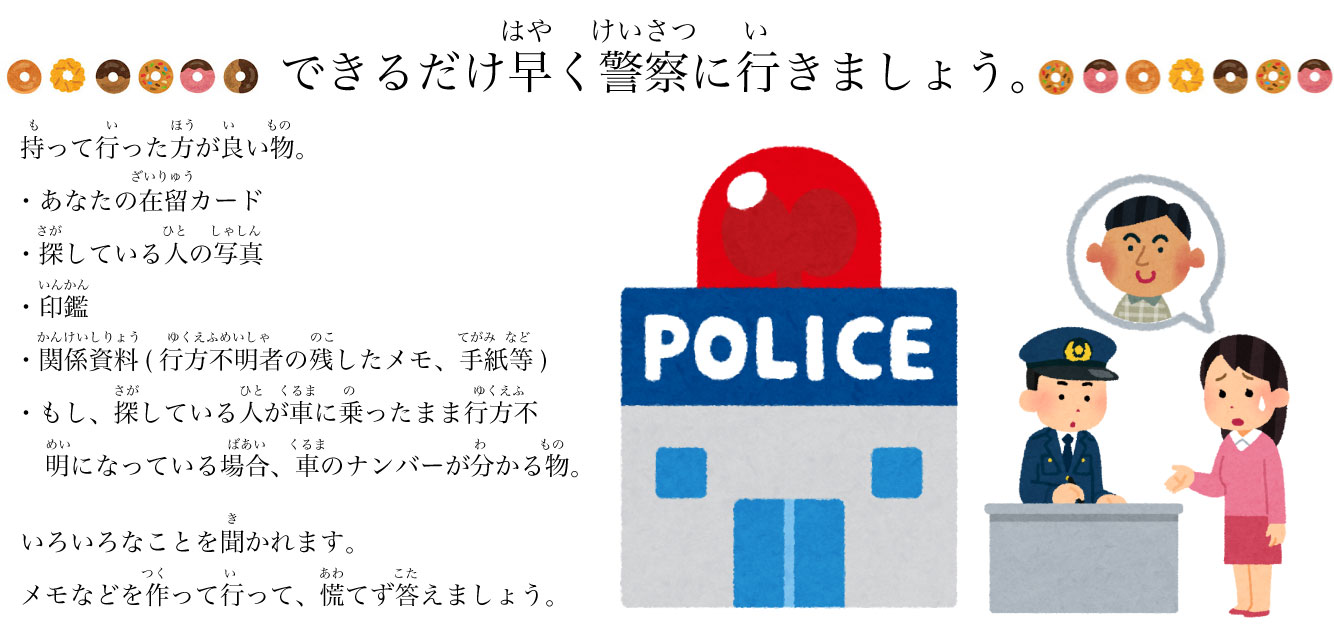 できるだけ早く警察へ！