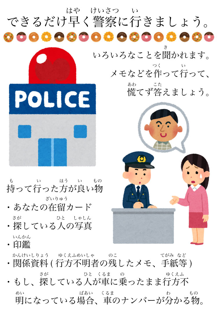 できるだけ早く警察へ！